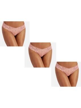 INC Lace Thong Lingerie Underwear Ash Rose Mauve Pink Panties 3pc Set, Size XL